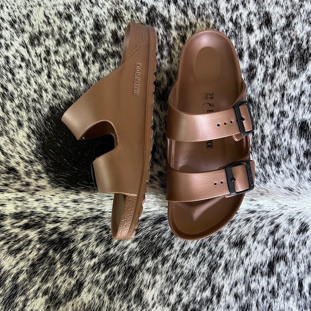 Birkenstock bronze sandals